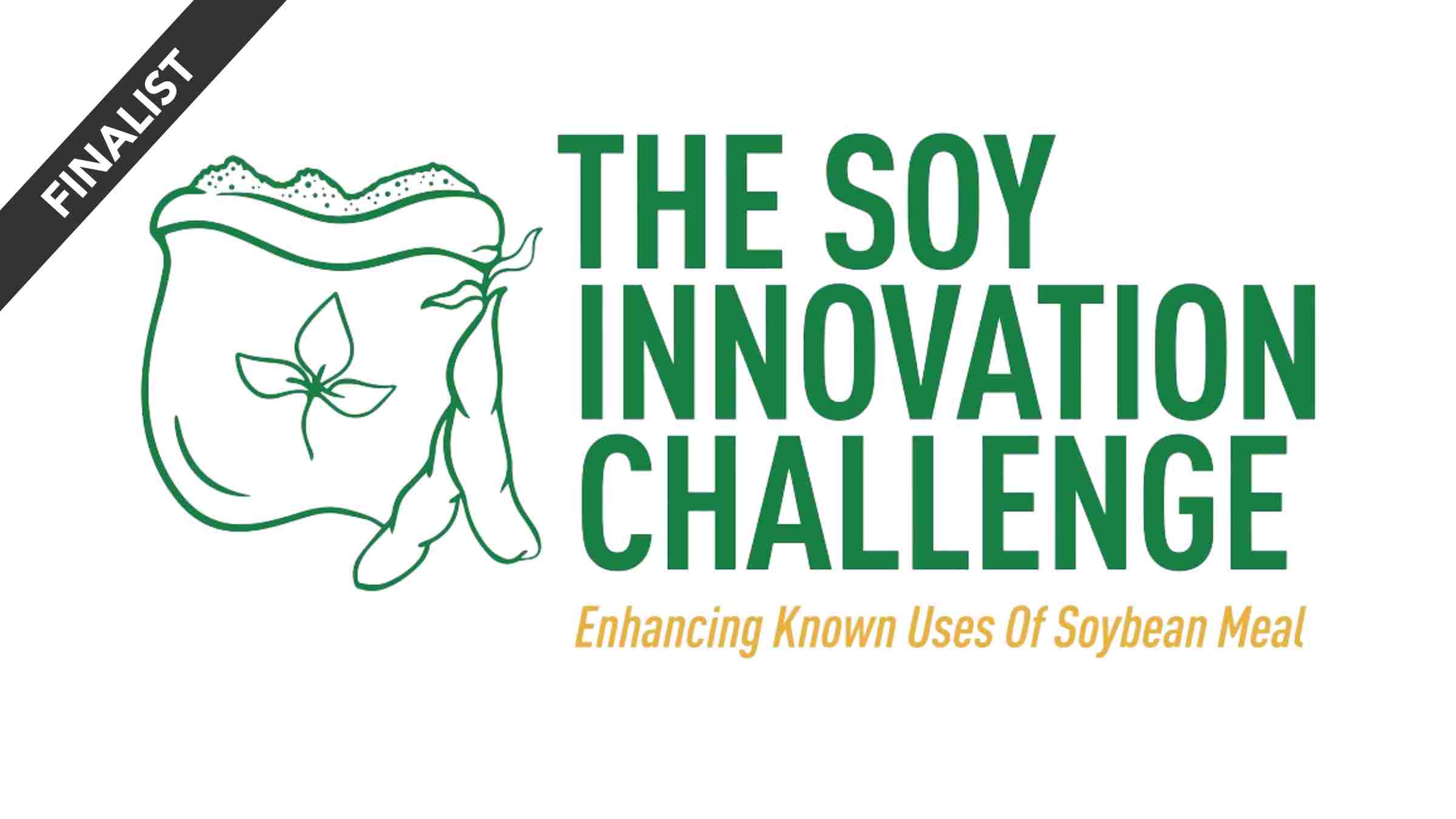 Logo of The Soy Innovation Challenge with a finalist badge, showcasing SoyKitty cat litter's recognition.