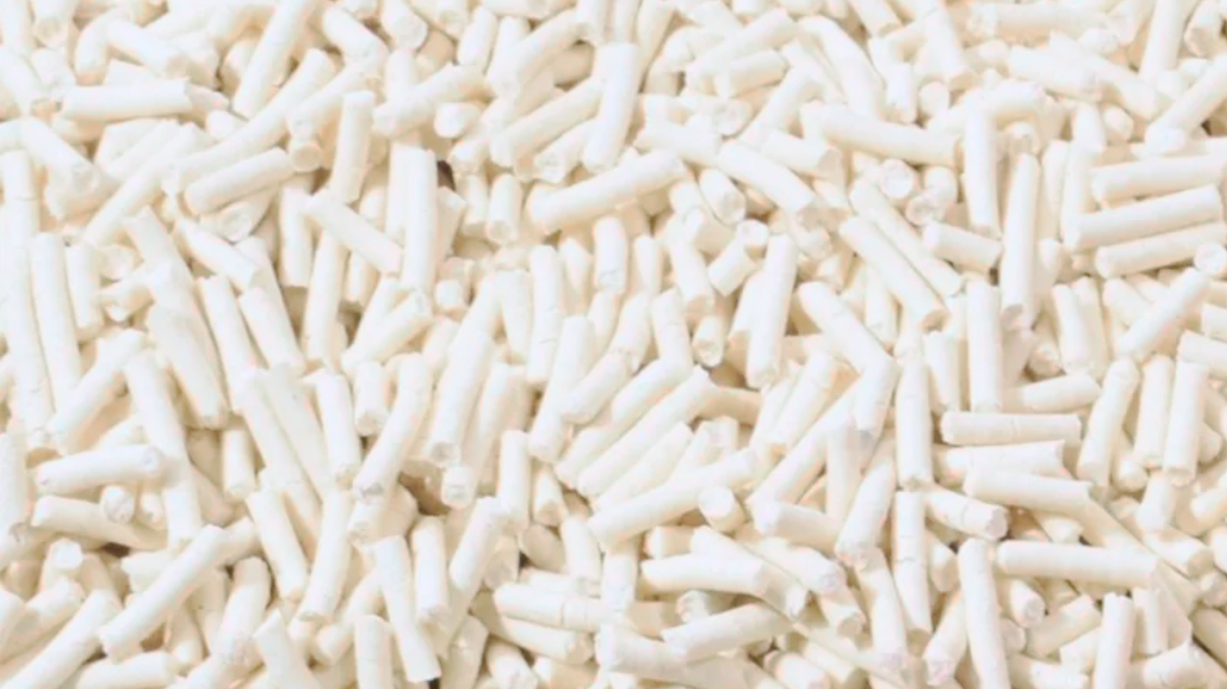 close up of all-natural, unscented soykitty litter pellets