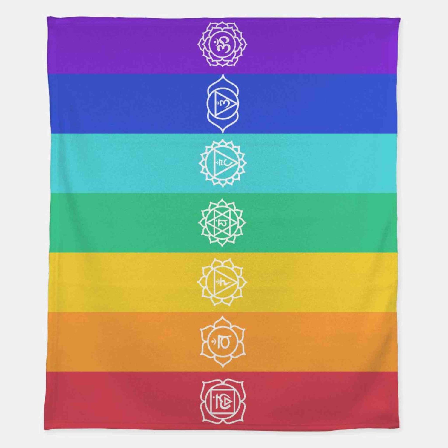 Vertical view of the 7 Chakra Healing Blanket, featuring a soft, cozy texture designed for color therapy and chakra alignment.