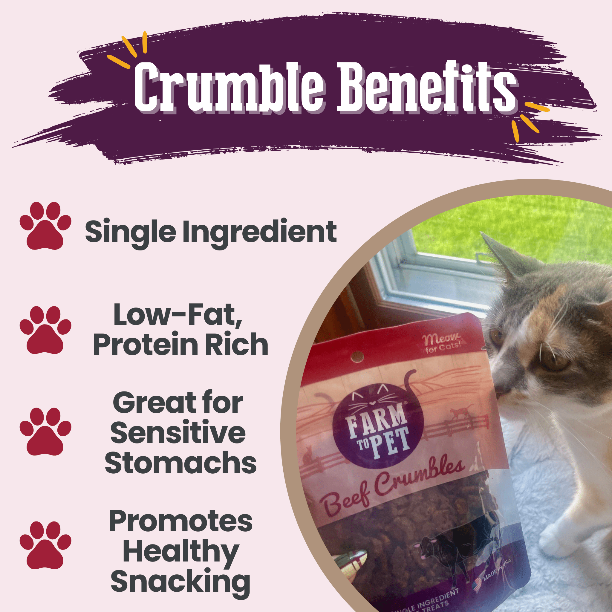 Beef Crumbles Cat Treats | High Protein Treats for Cats