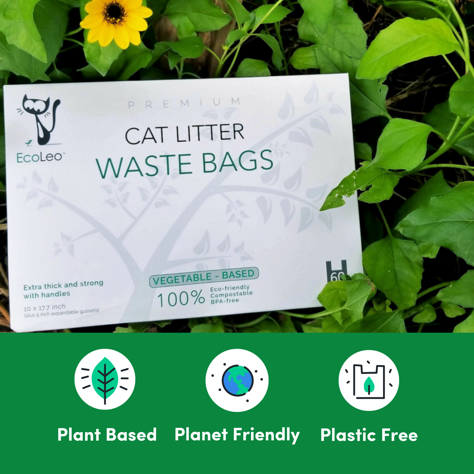 Biodegradable Cat Litter Waste Bags | XL, Compostable & Leakproof