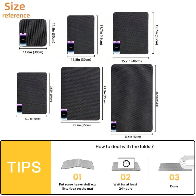 Waterproof Double Layer Cat Litter Mat – Trapping Pad for Easy Clean