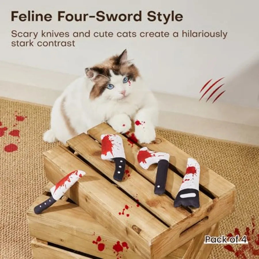 Halloween Knife Catnip Toys — 4-Piece Set