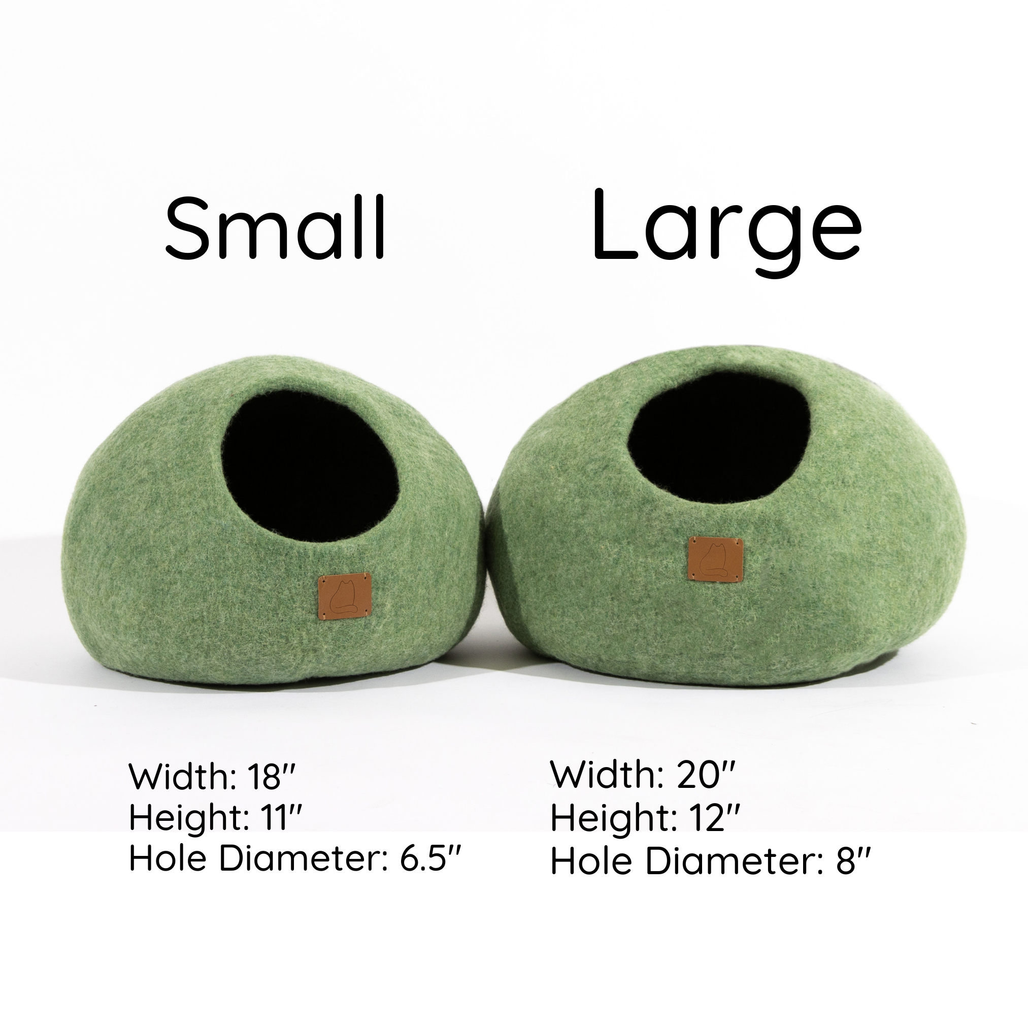 Two green pet beds labeled &