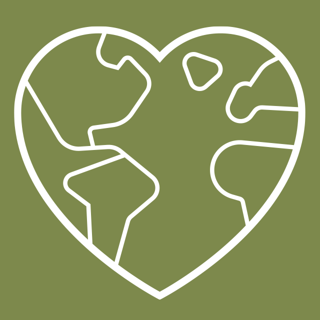 Icon of the earth in the shape of a heart showing that SoyKitty is safe for pets and easy on the planet.