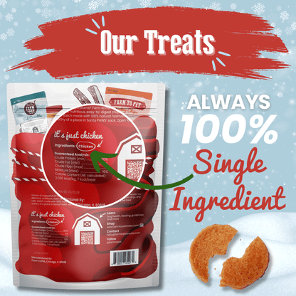 Holiday Chicken Chip Treats for Cats | Single Ingredient, 100% Human-Grade Chicken Breast