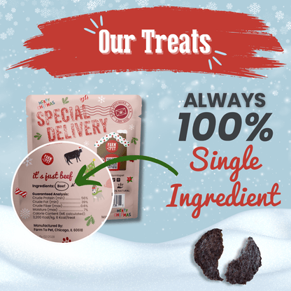 Holiday Assortment Single Ingredient Treat Bundle | Beef, Chicken, Turkey, and Fish