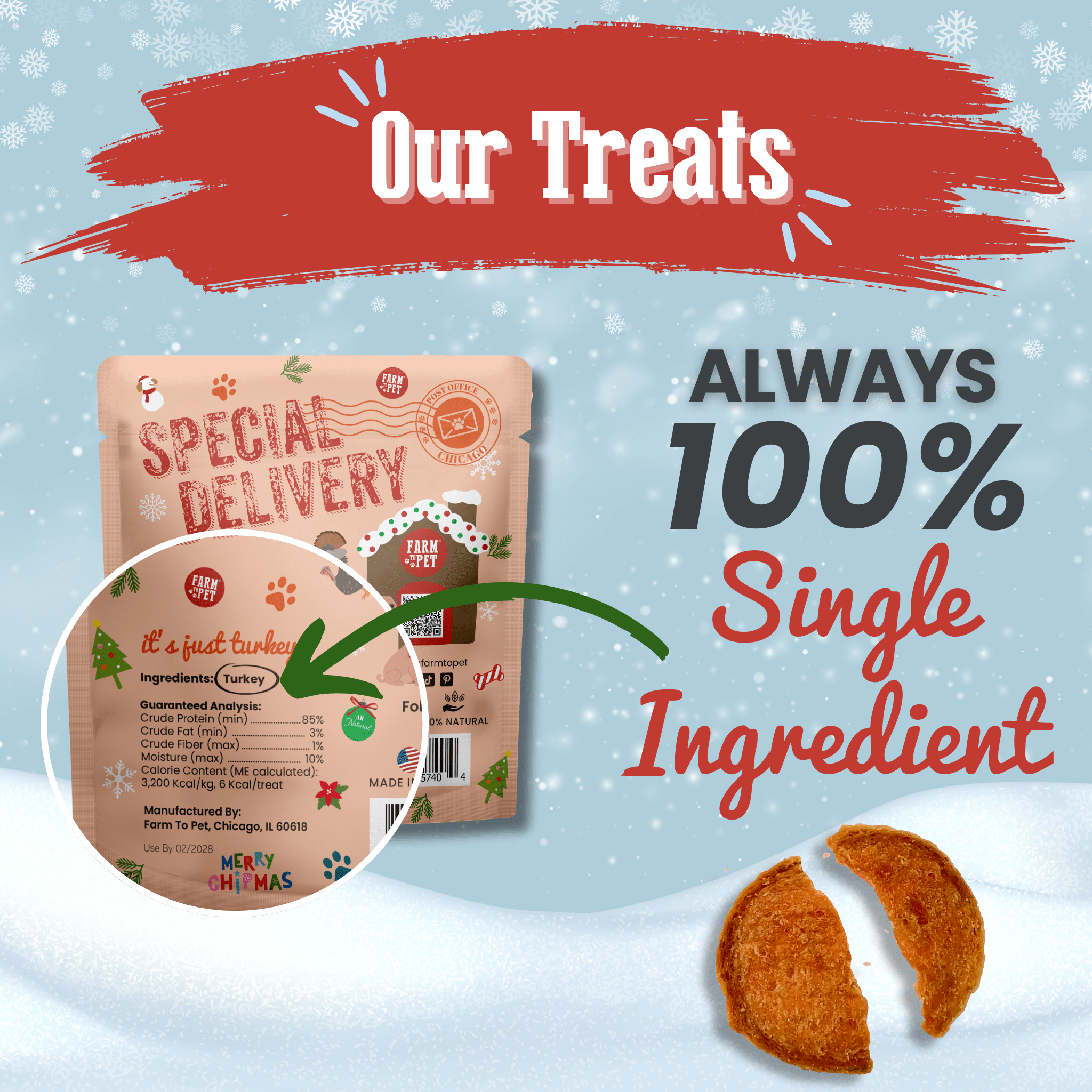 Holiday Assortment Single Ingredient Treat Bundle | Beef, Chicken, Turkey, and Fish