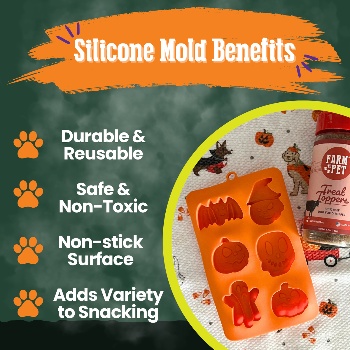 Halloween Cat Treat Mold | Silicone Mold for Homemade Cat Treats &amp; Frozen Treats
