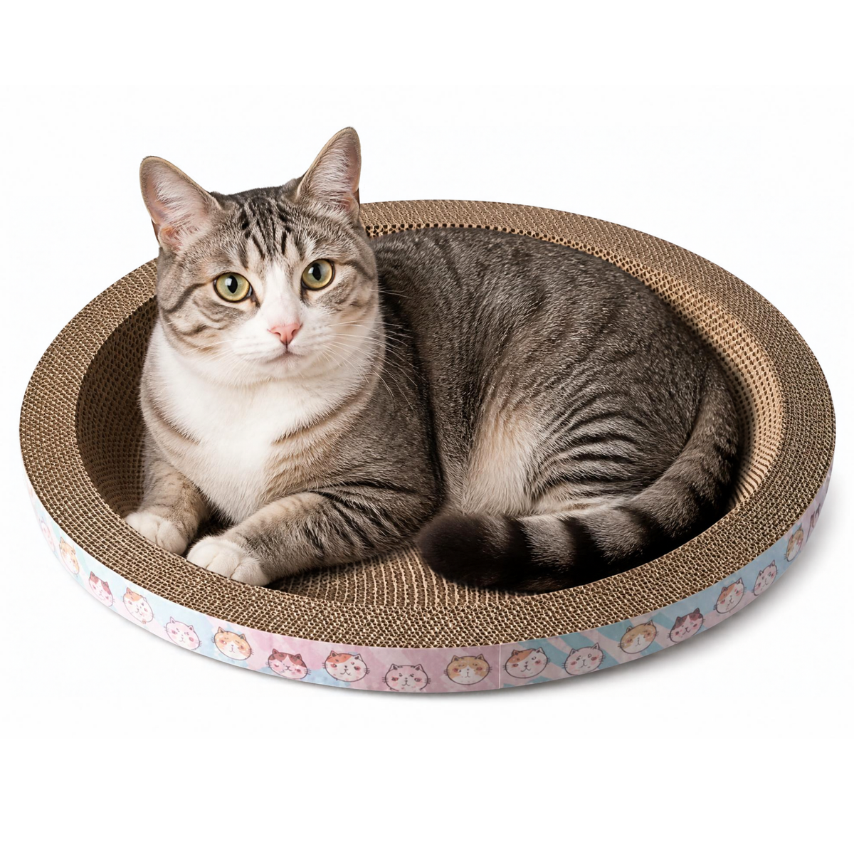 Round Cardboard Cat Scratcher &amp; Lounge Bed