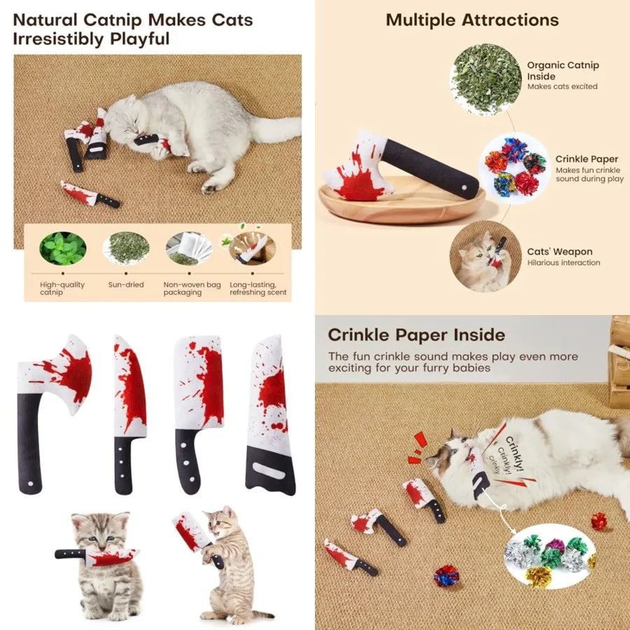 Halloween Knife Catnip Toys — 4-Piece Set