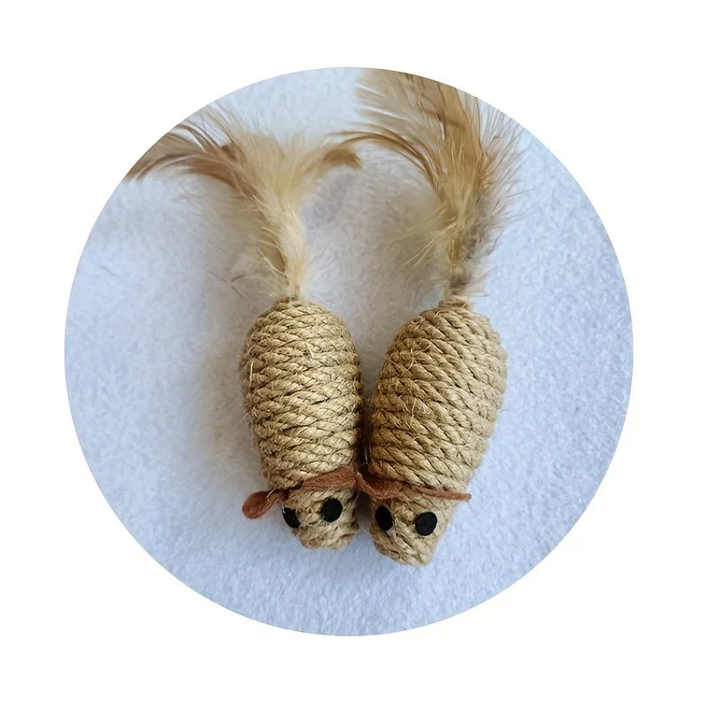 Sisal Mouse Cat Toy – Bite-Resistant Interactive Plush (1/4pcs)