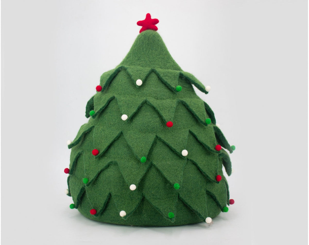 Christmas Tree Cat Cave | 100% New Zealand Wool Felt Cat Bed