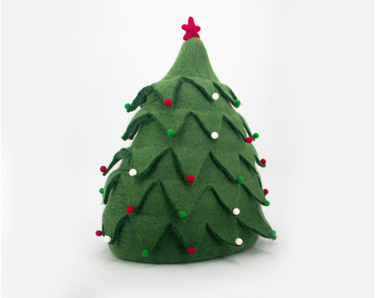 Christmas Tree Cat Cave | 100% New Zealand Wool Felt Cat Bed