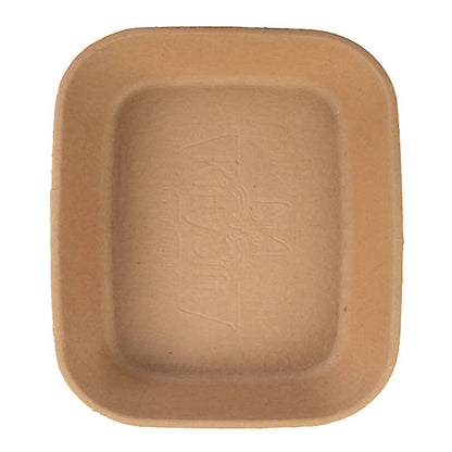 A square, light brown biodegradable paper plate with rounded corners, shown from a top-down view on a white background.
